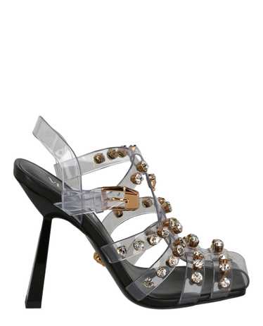 Versace Womens Crystal Embellished Heel Sandals