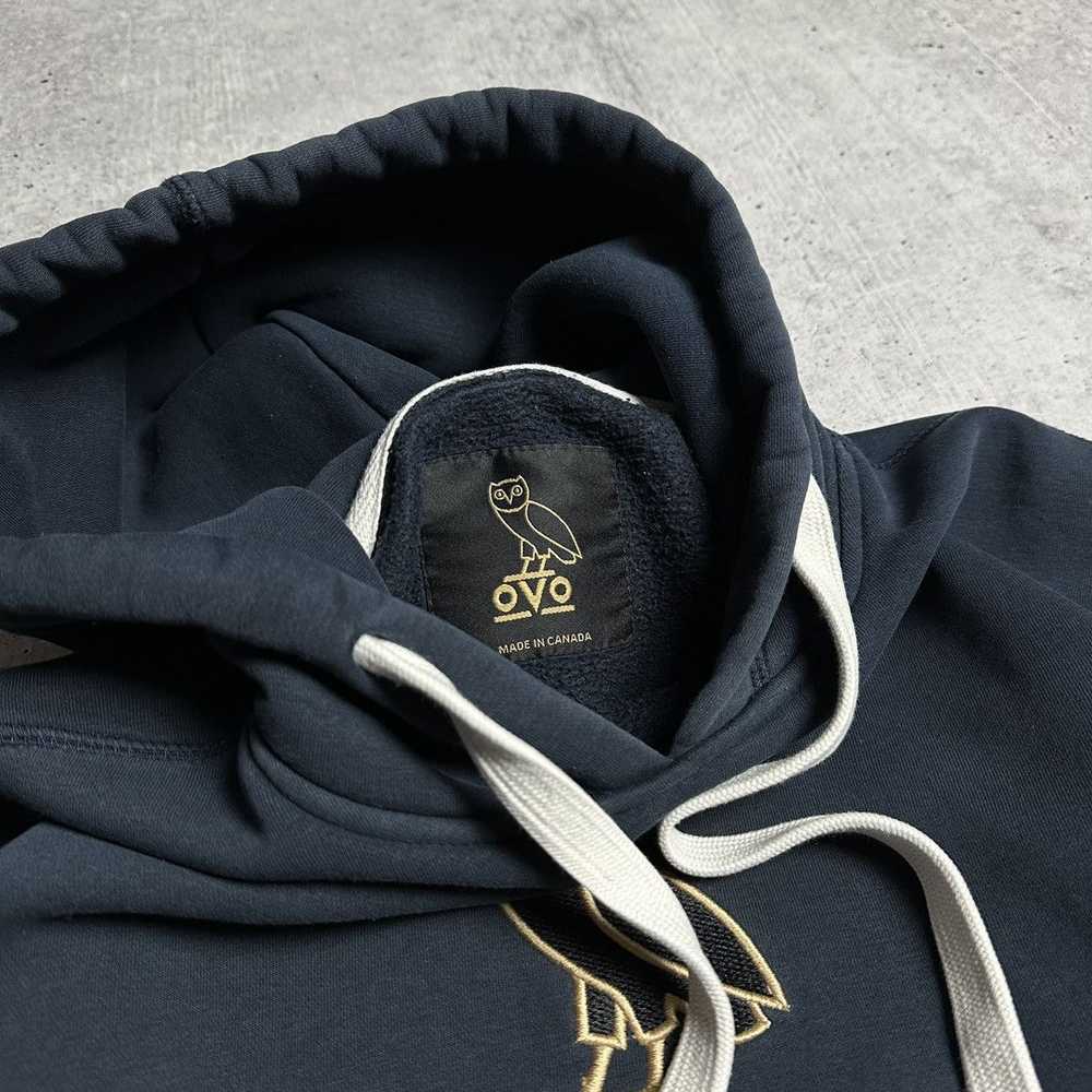 Octobers Very Own Blue Navy Embroidered OVO Hoodi… - image 4