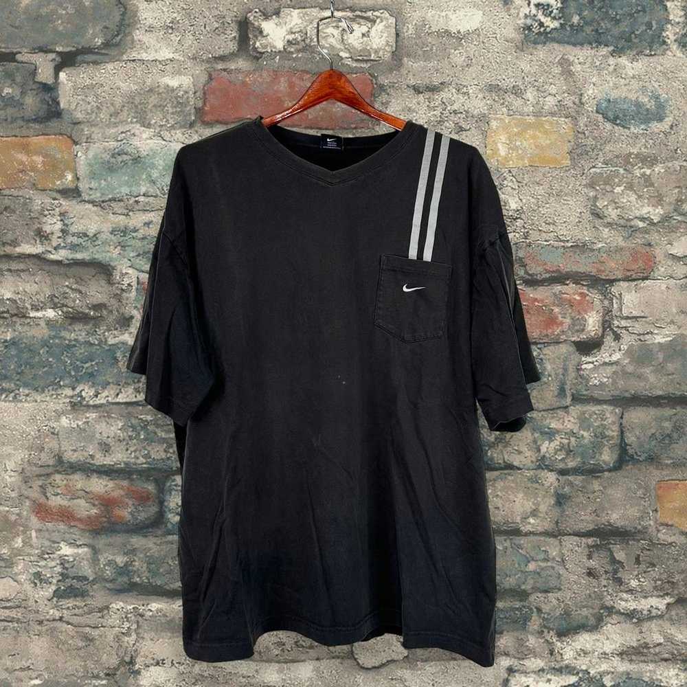 Vintage Nike Shirt Faded Black Cotton Grey Swoosh… - image 1