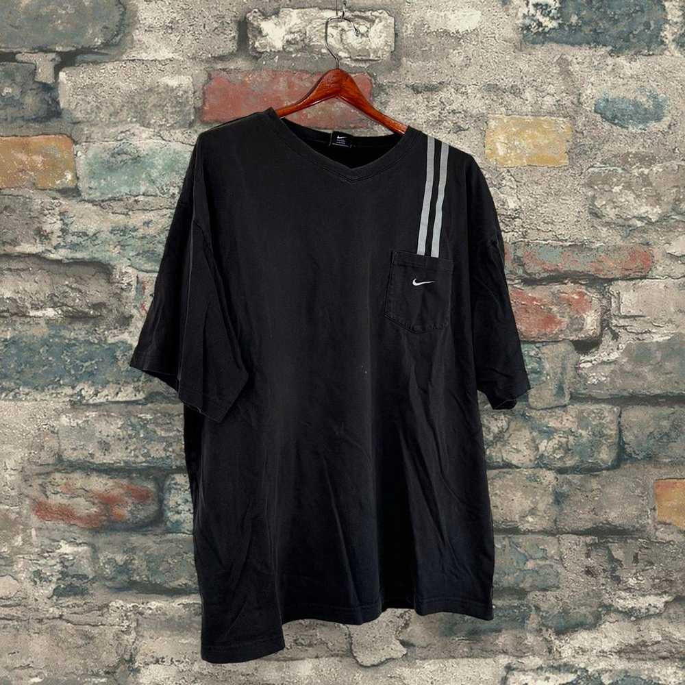 Vintage Nike Shirt Faded Black Cotton Grey Swoosh… - image 3