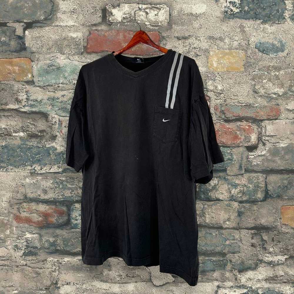 Vintage Nike Shirt Faded Black Cotton Grey Swoosh… - image 4