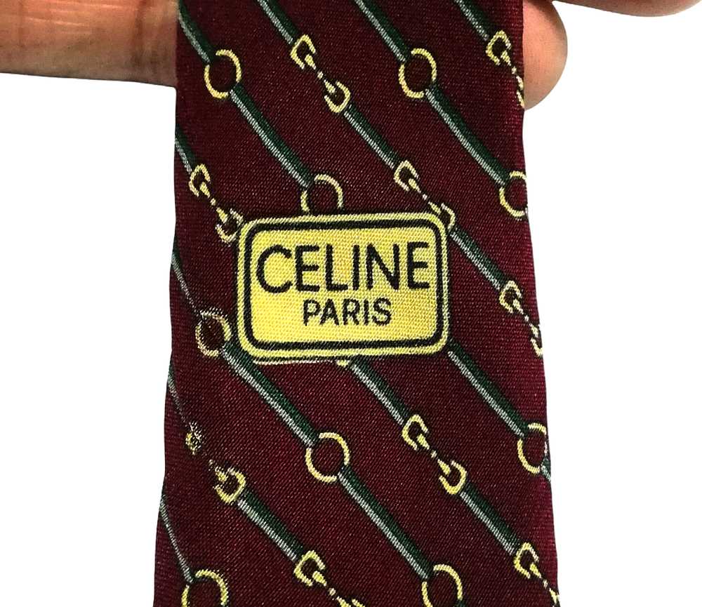 Celine Paris Silk 100% Made Necktie Geometric Des… - image 3