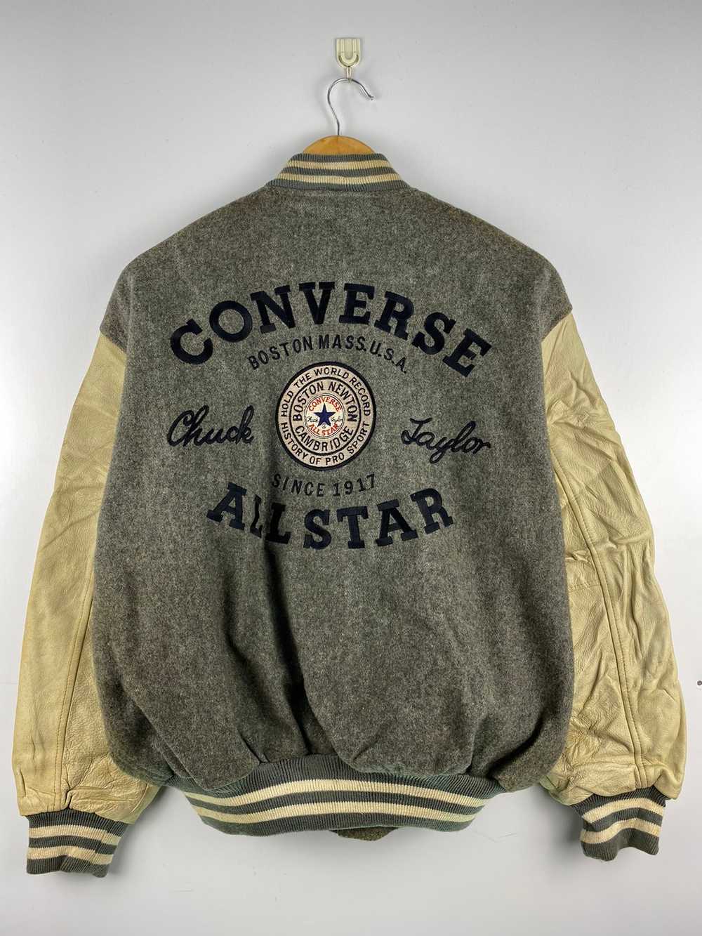 Vintage - Vintage 90s Converse Varsity Jacket Lea… - image 1
