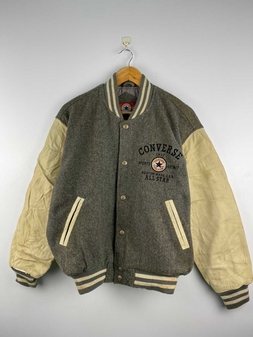 Vintage - Vintage 90s Converse Varsity Jacket Lea… - image 2