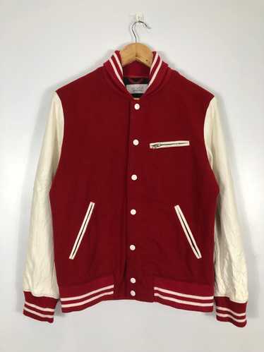 Vintage - Vintage Browny Varsity Jacket Red Leathe