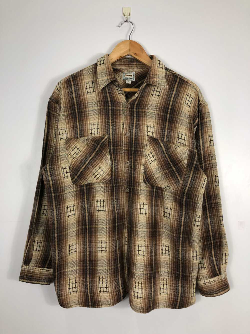 Vintage - Vintage 60s Shadow Plaid Flannel Wool B… - image 1