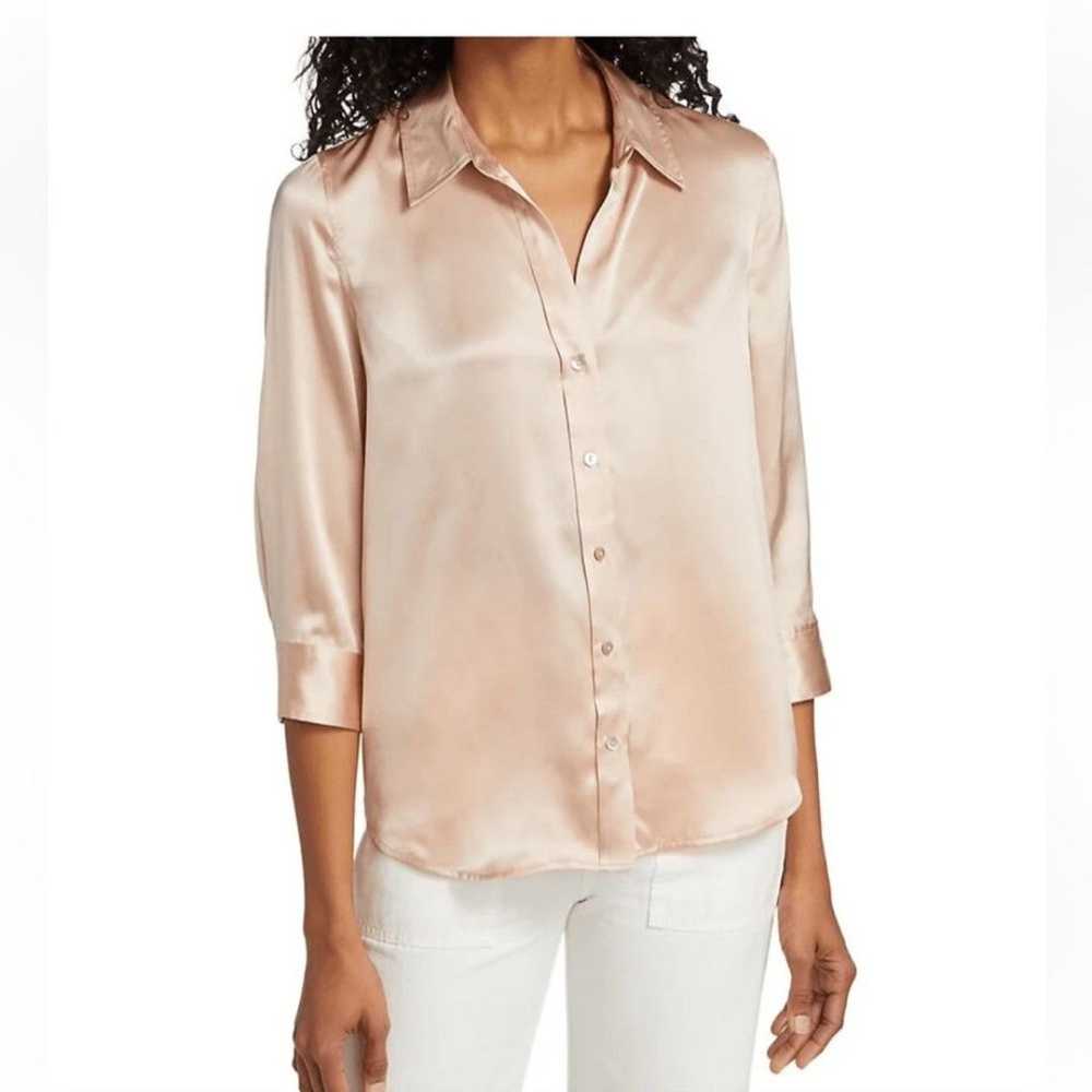 Lagence blush pink dani 100% silk blouse button d… - image 2
