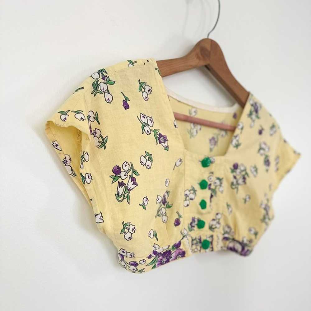Vintage 40s Handmade Cotton Floral Button Front M… - image 2