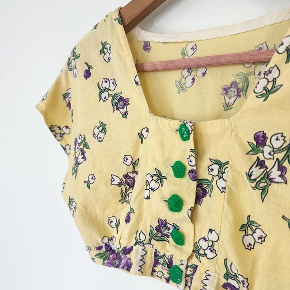 Vintage 40s Handmade Cotton Floral Button Front M… - image 4