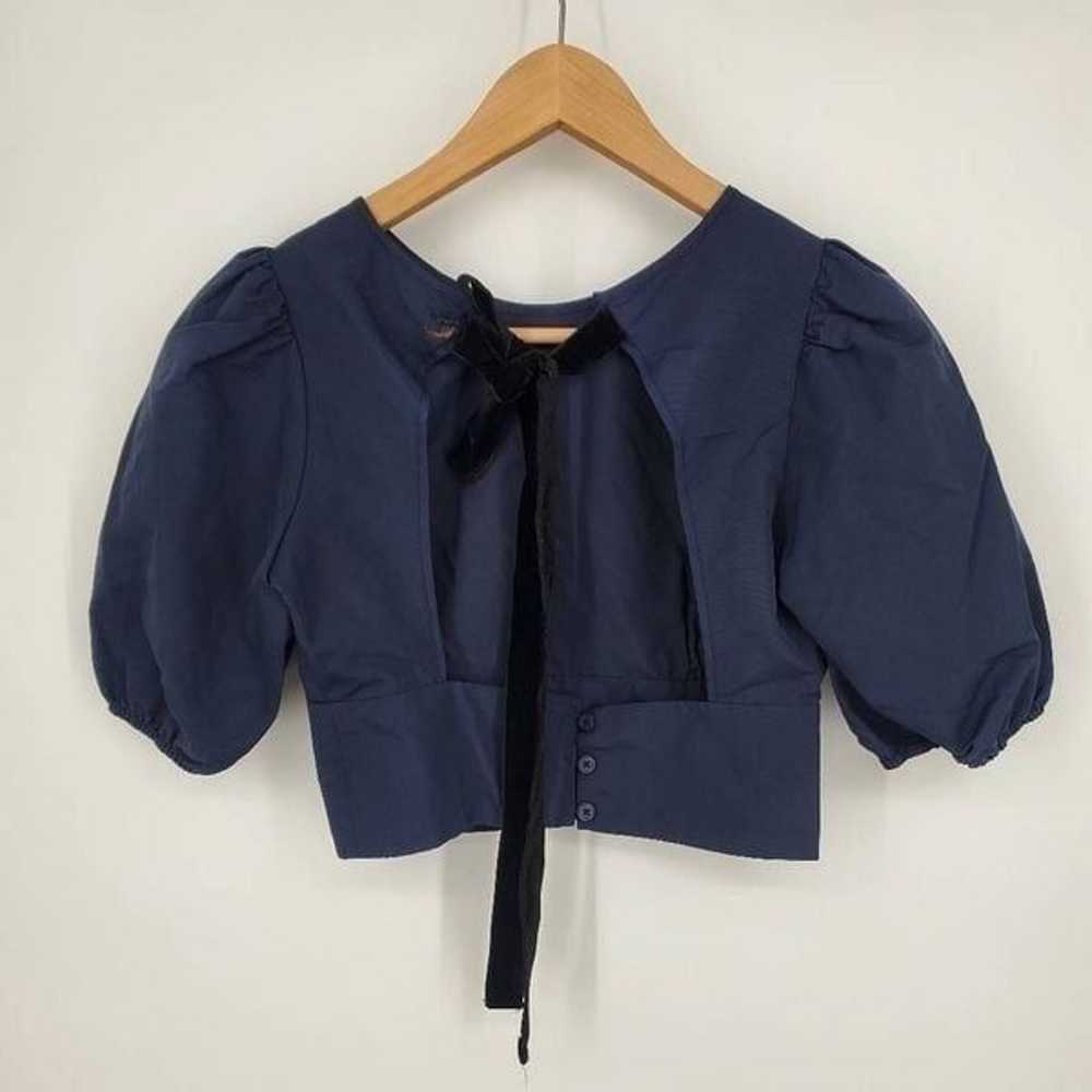 Peter Som Women's Blue Open Back Tie Crop Top Siz… - image 6