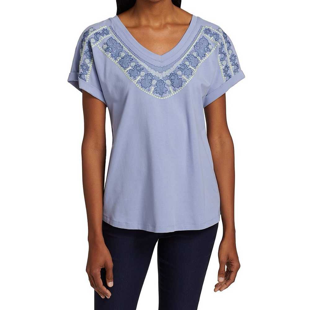 Nic + Zoe jetty embroidered top - image 1