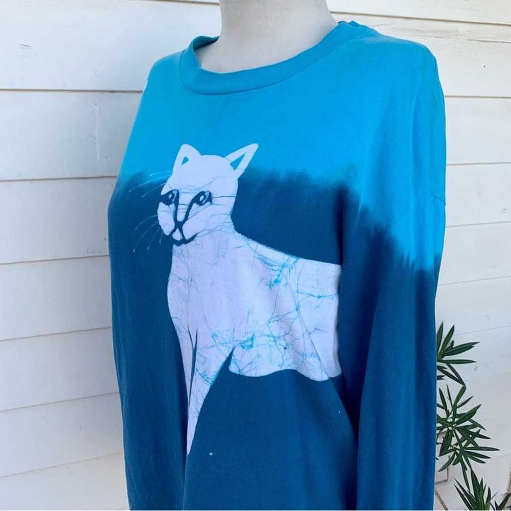 Vintage Tie Dye Dip Cat Funny Long Sleeve T Shirt… - image 5