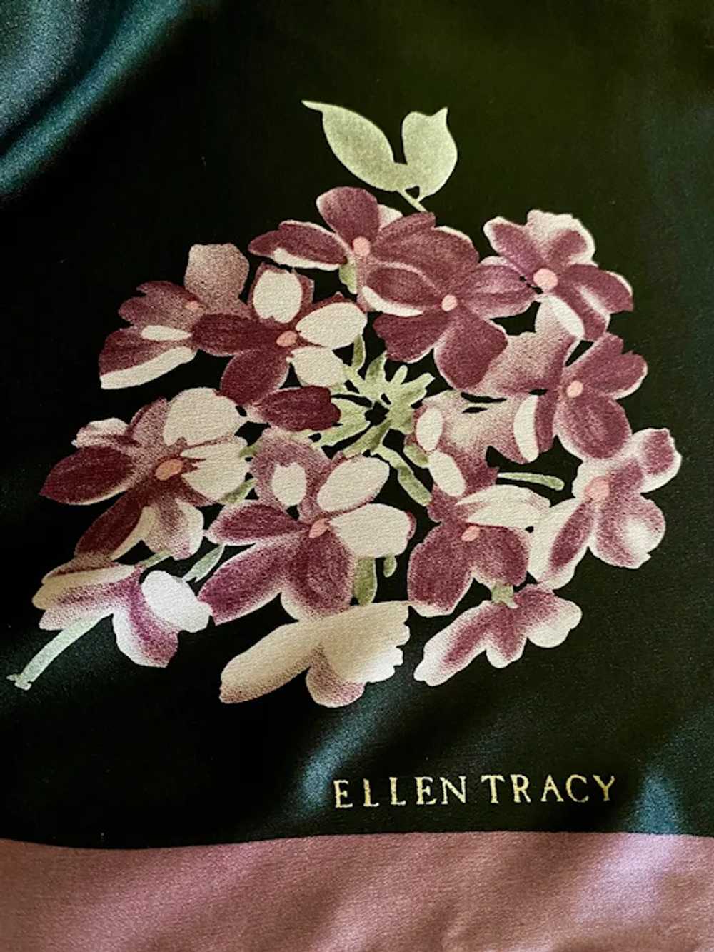 Vintage Ellen Tracy Silk Satin Floral Print Scarf - image 7