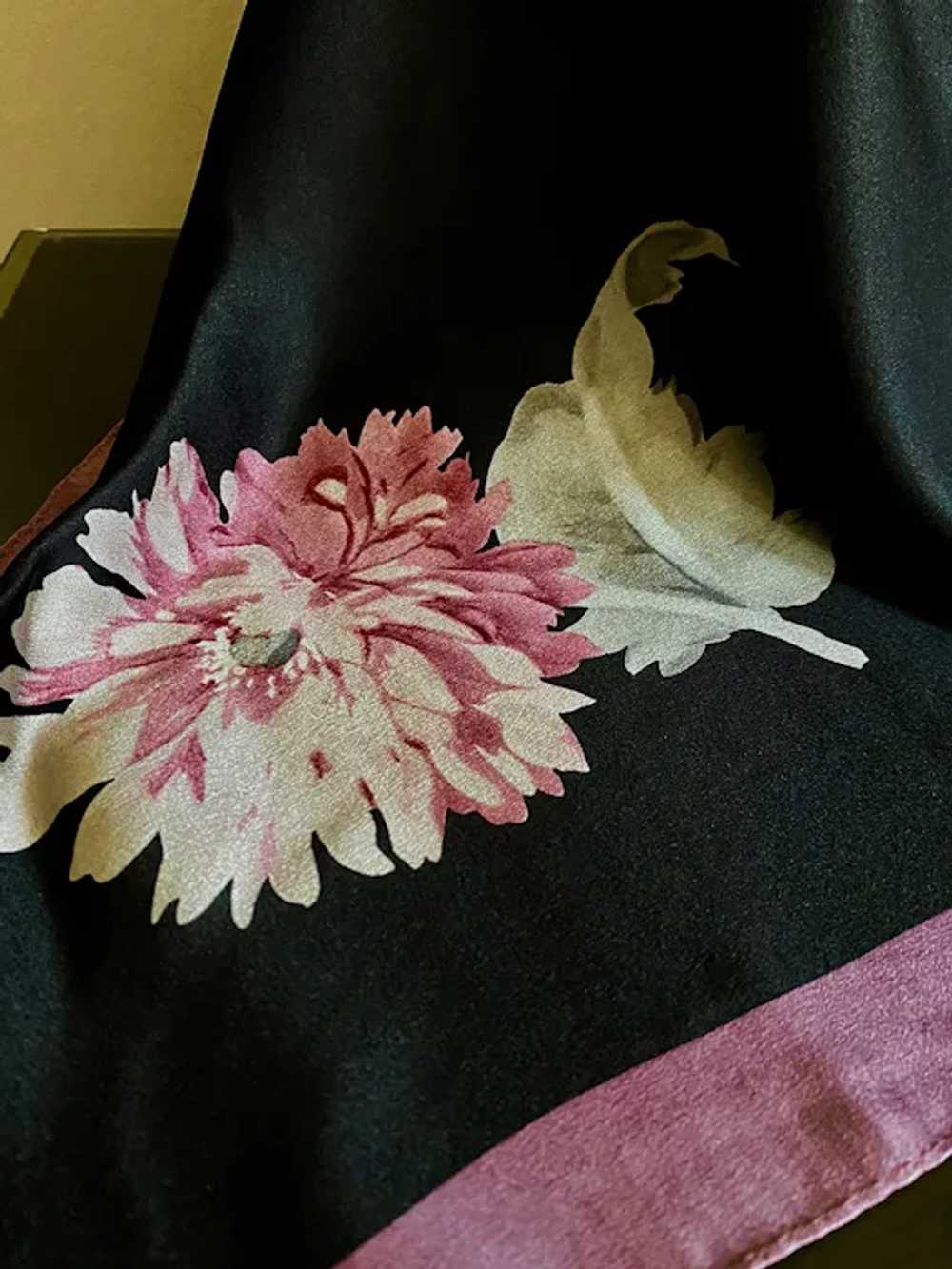 Vintage Ellen Tracy Silk Satin Floral Print Scarf - image 8