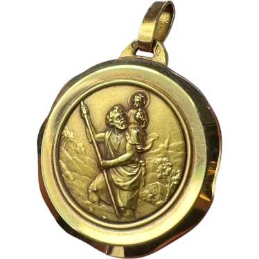 Large French Perriat Saint Christopher 18K Yellow 