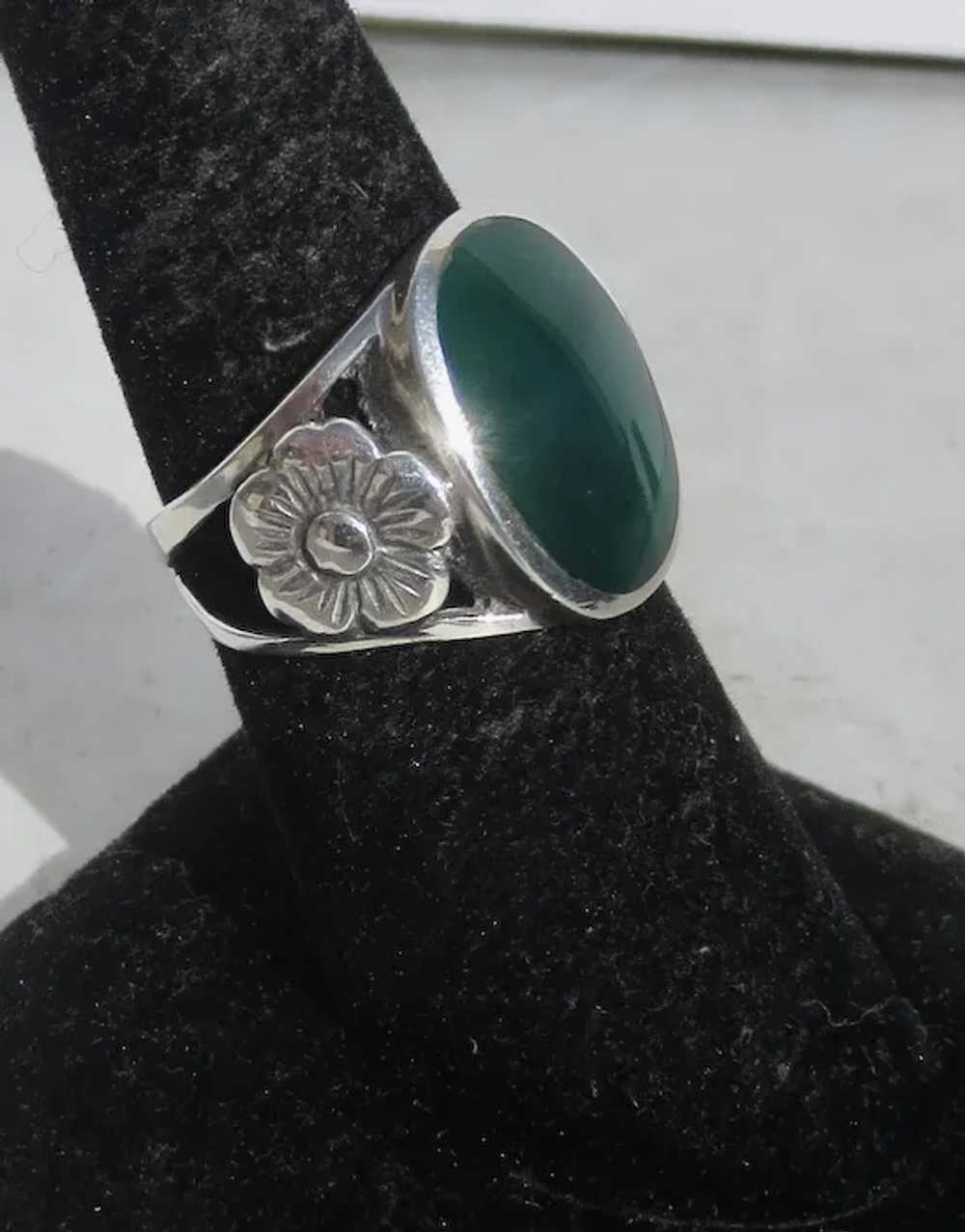 Sterling Silver and Chrysoprase Ring - image 2