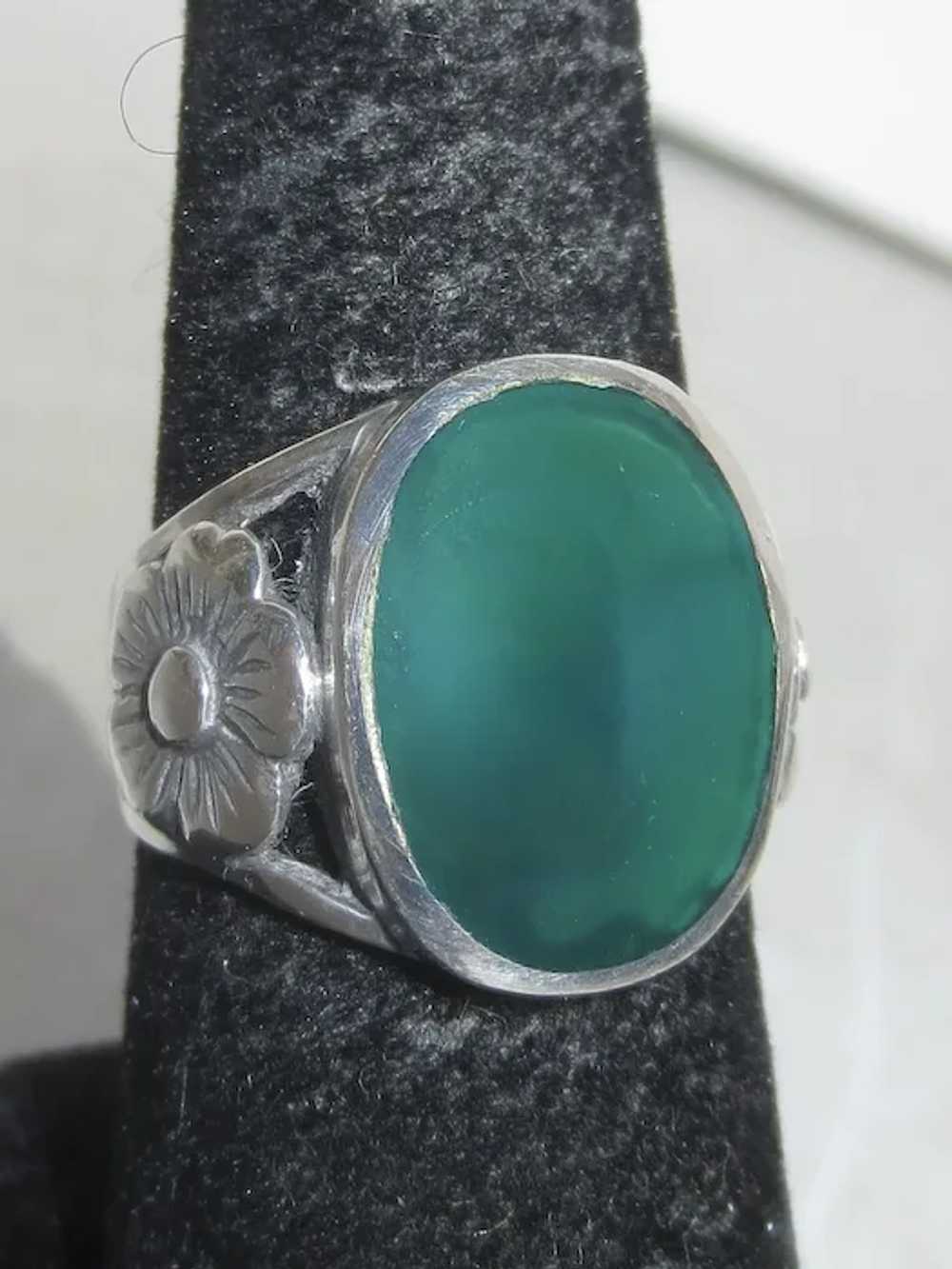 Sterling Silver and Chrysoprase Ring - image 3