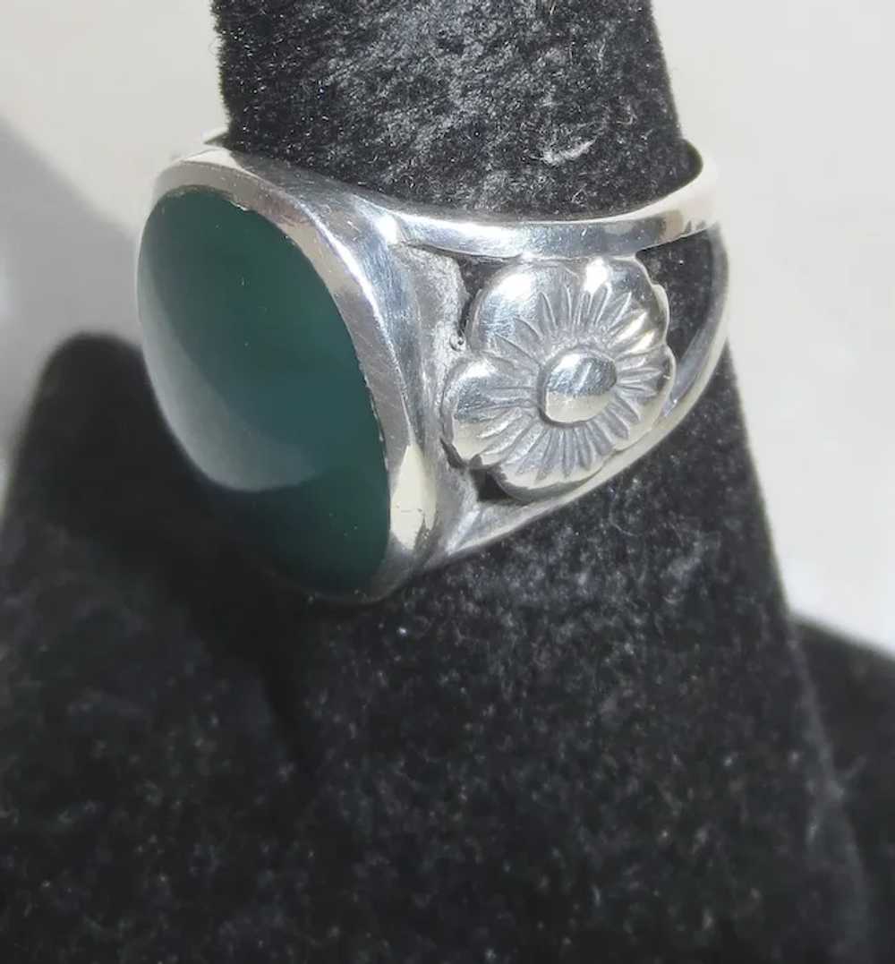 Sterling Silver and Chrysoprase Ring - image 4