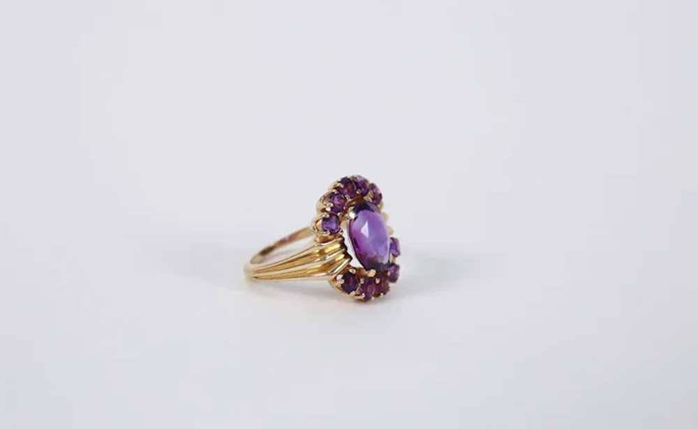 14k Yellow Gold Amethyst Cocktail Ring, Size 5.75… - image 2