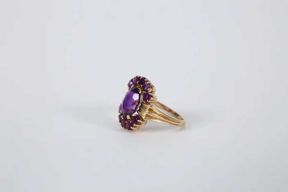 14k Yellow Gold Amethyst Cocktail Ring, Size 5.75… - image 3