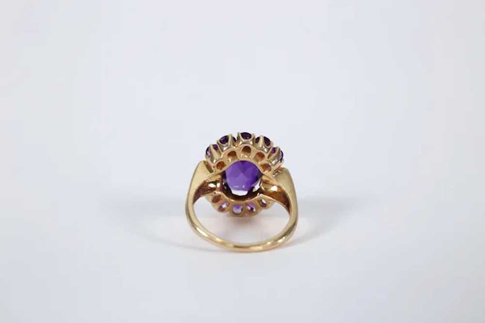 14k Yellow Gold Amethyst Cocktail Ring, Size 5.75… - image 4