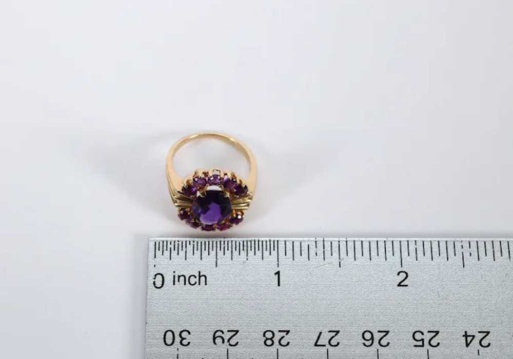 14k Yellow Gold Amethyst Cocktail Ring, Size 5.75… - image 5