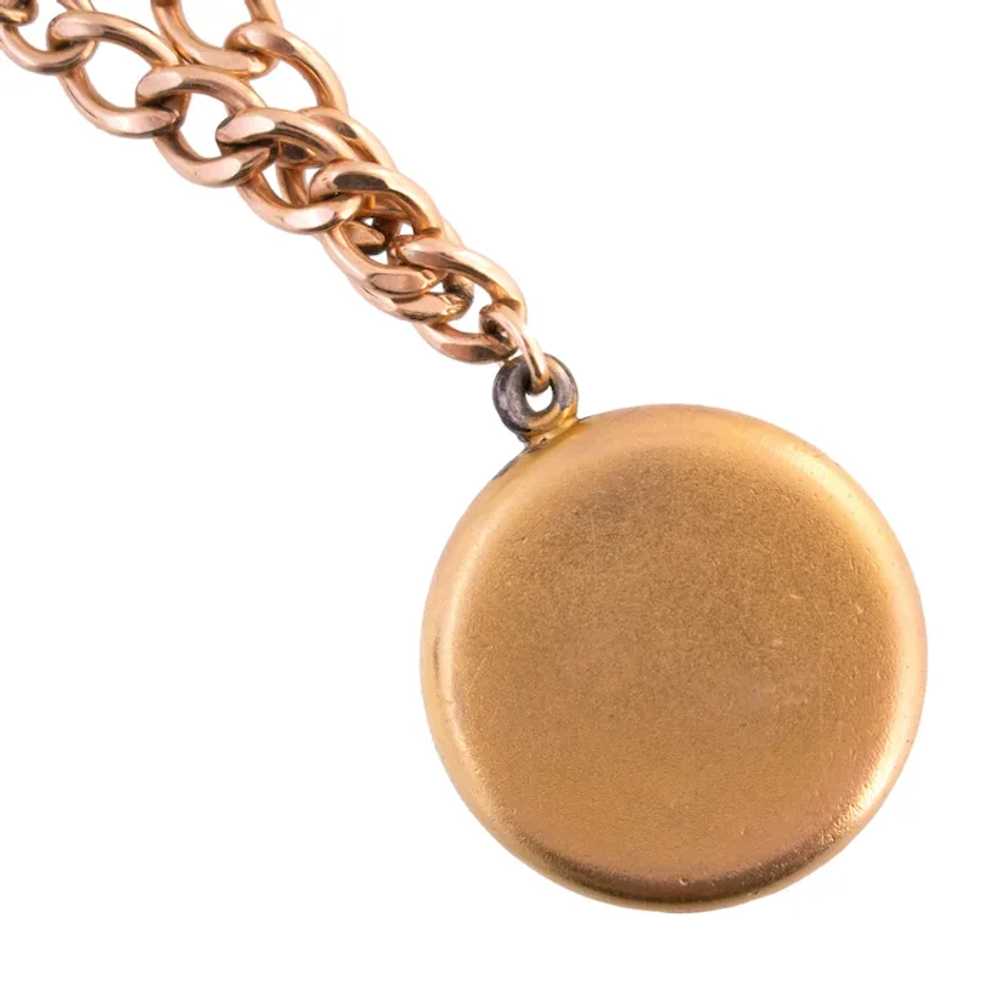 Vintage Gold Filled Locket with Scroll Disc Charm - image 3