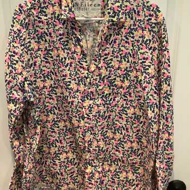 Frank & Eileen neon bright floral top Sz large - image 1