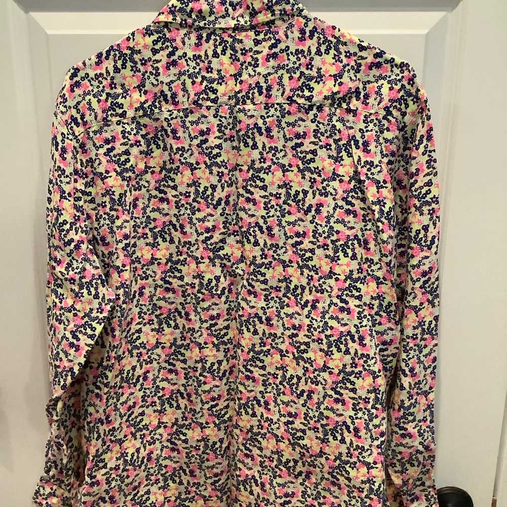 Frank & Eileen neon bright floral top Sz large - image 3