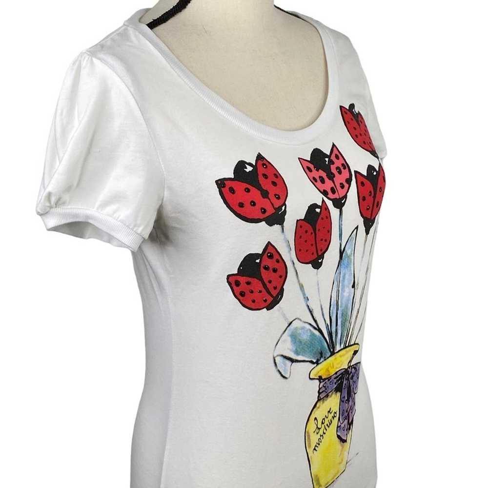 Love Moschino Women’s White Floral Yellow Vase T … - image 6