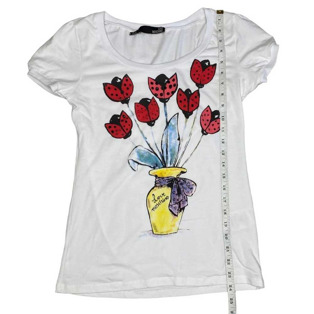 Love Moschino Women’s White Floral Yellow Vase T … - image 7