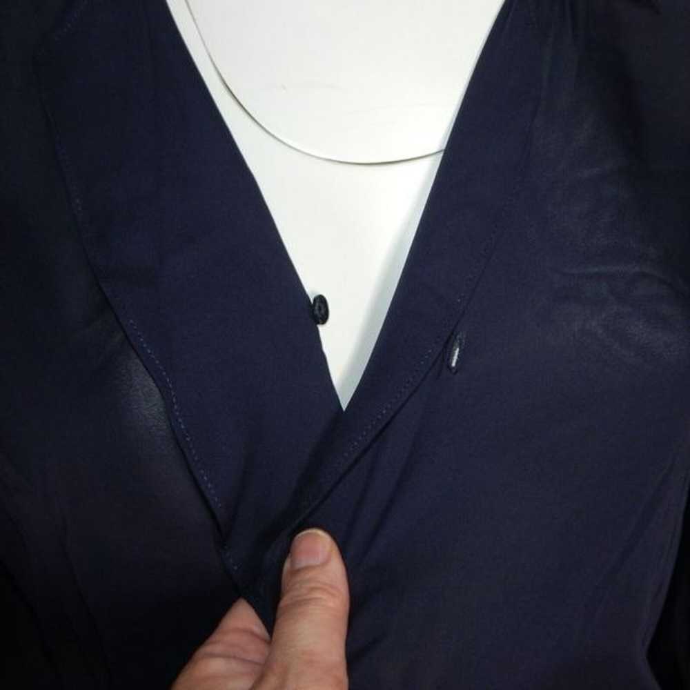 L’Agence Rita Drape Front Silk Blouse Dark Navy B… - image 3