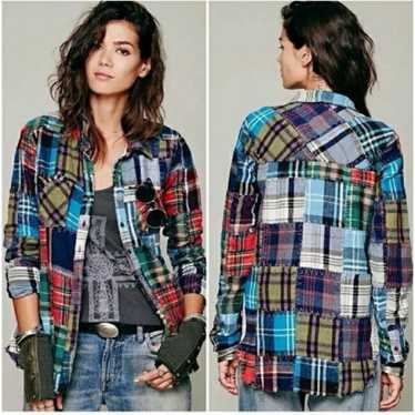 We The Free Lost in Plaid Patchwork Button Down M… - image 1