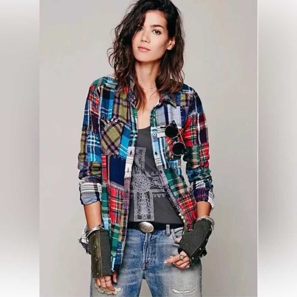 We The Free Lost in Plaid Patchwork Button Down M… - image 2