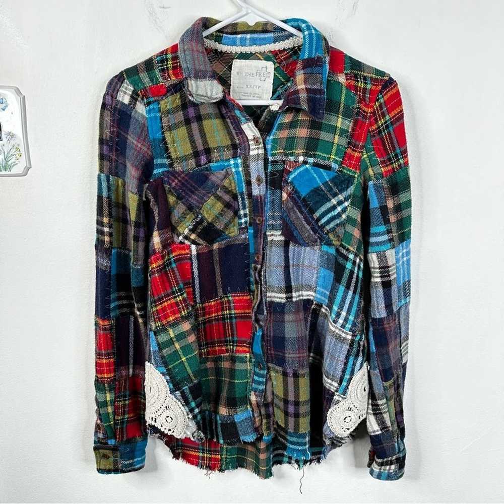We The Free Lost in Plaid Patchwork Button Down M… - image 3