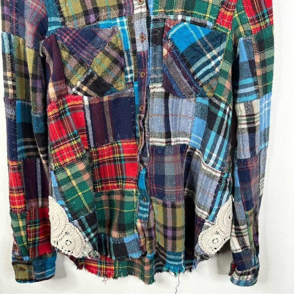 We The Free Lost in Plaid Patchwork Button Down M… - image 5