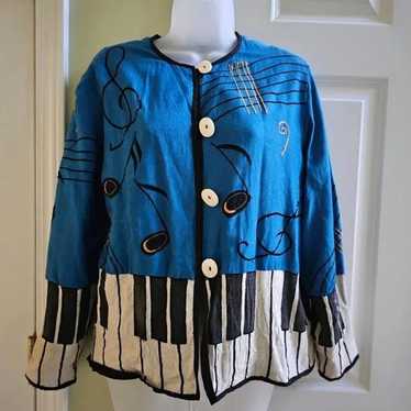 Vintage 80s Allure Piano Music Note Themed Jacket 