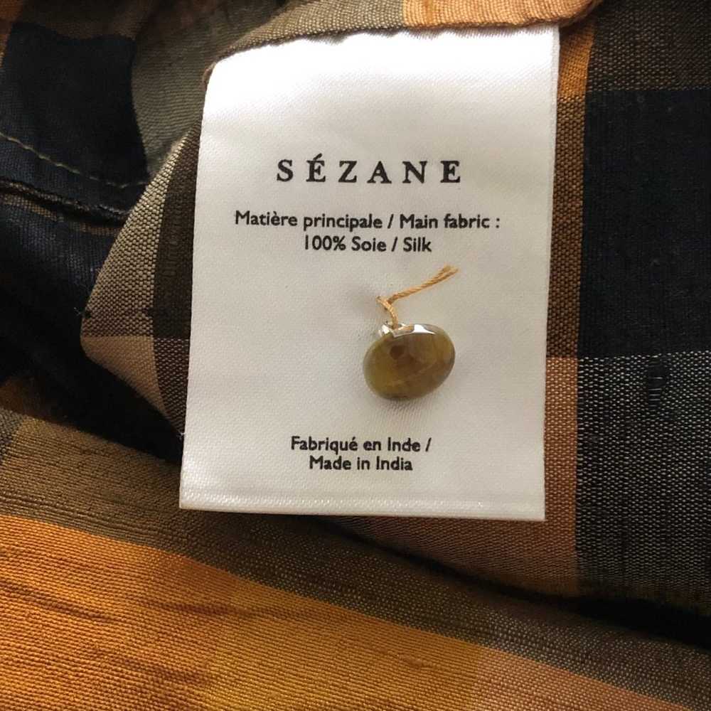 Sezane Urban Ochre Checked Silk Blouse - image 5