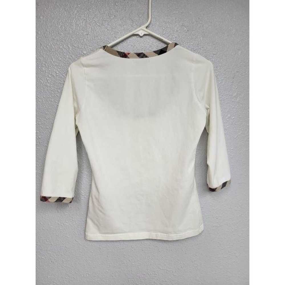 Burberry T-Shirt Women's S White Brown 3/4 Sleeve… - image 2