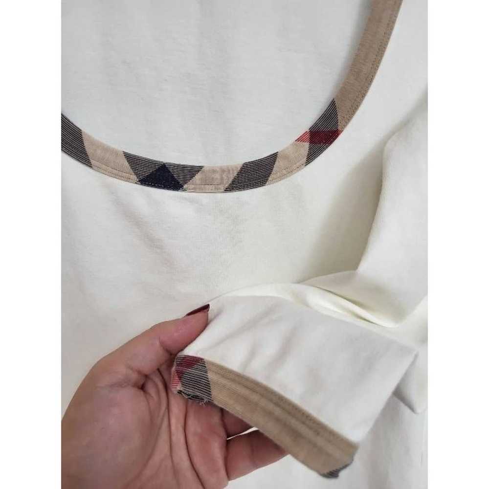 Burberry T-Shirt Women's S White Brown 3/4 Sleeve… - image 3