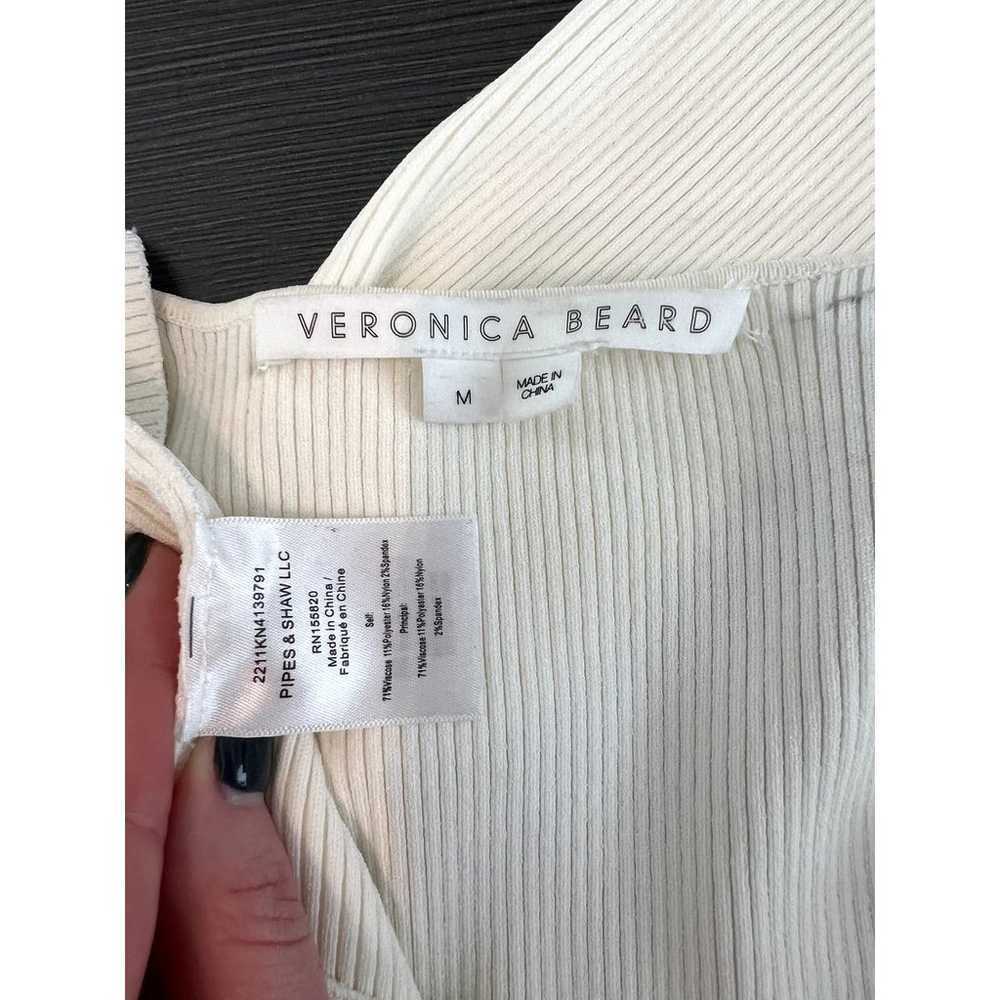 Veronica Beard gladys solid rib knit cream sweate… - image 4