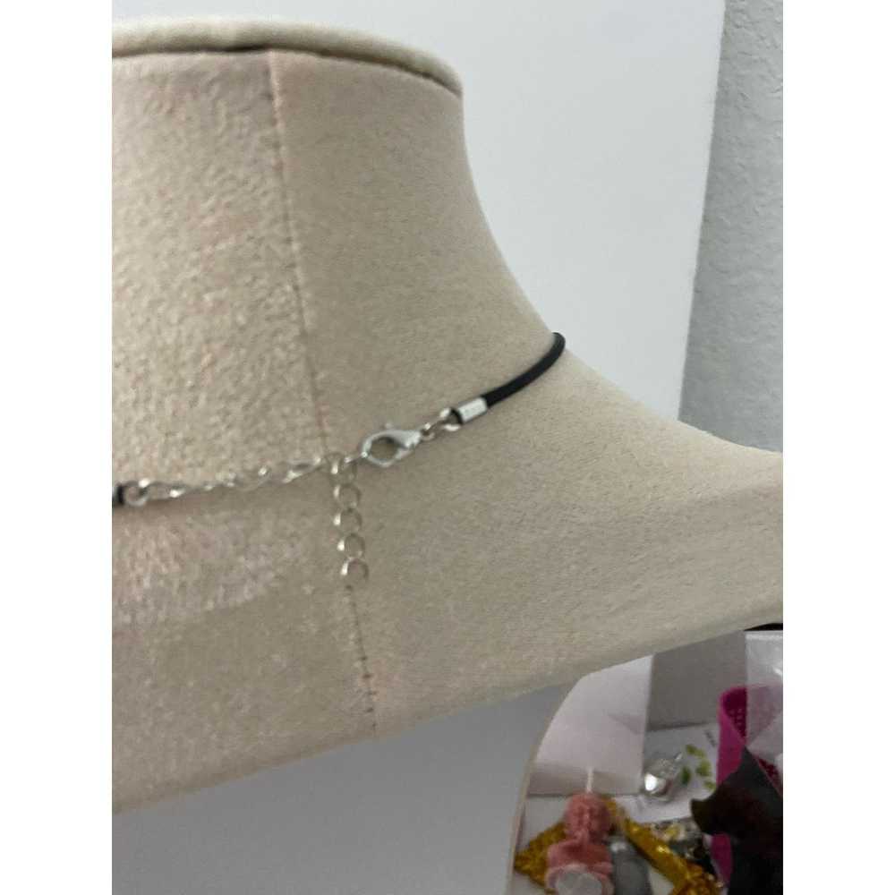 Handmade Upcycled white polka dot pendant necklace - image 3