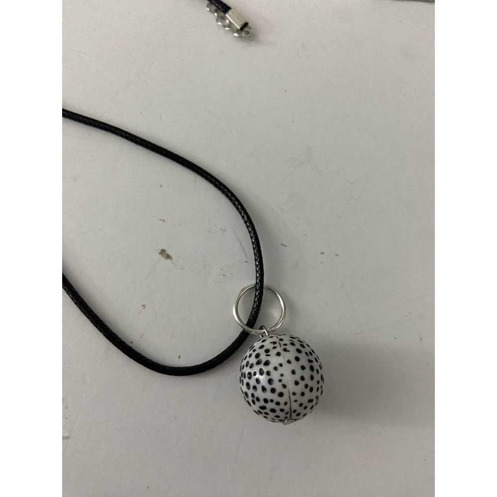 Handmade Upcycled white polka dot pendant necklace - image 4