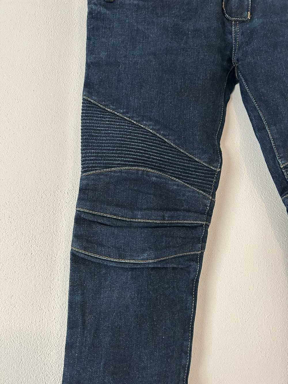 Balmain Indigo Blue Denim Skinny Biker Jeans - image 5