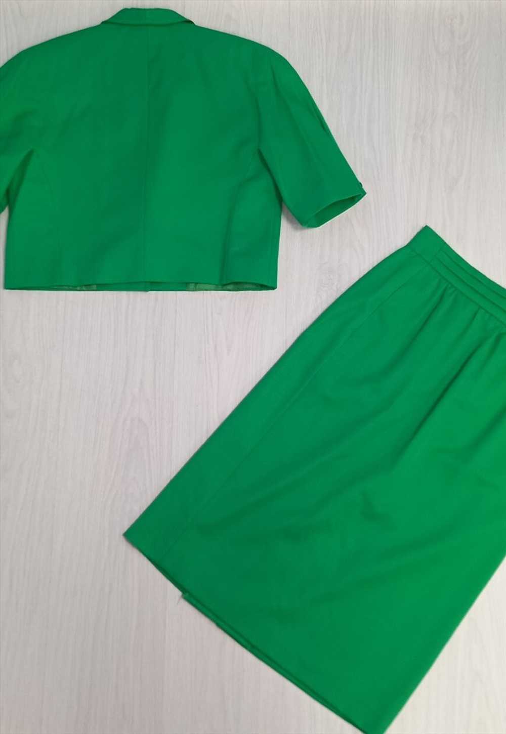 Vintage 90s Cache D'or Co-Ord Green Jacket Skirt … - image 2