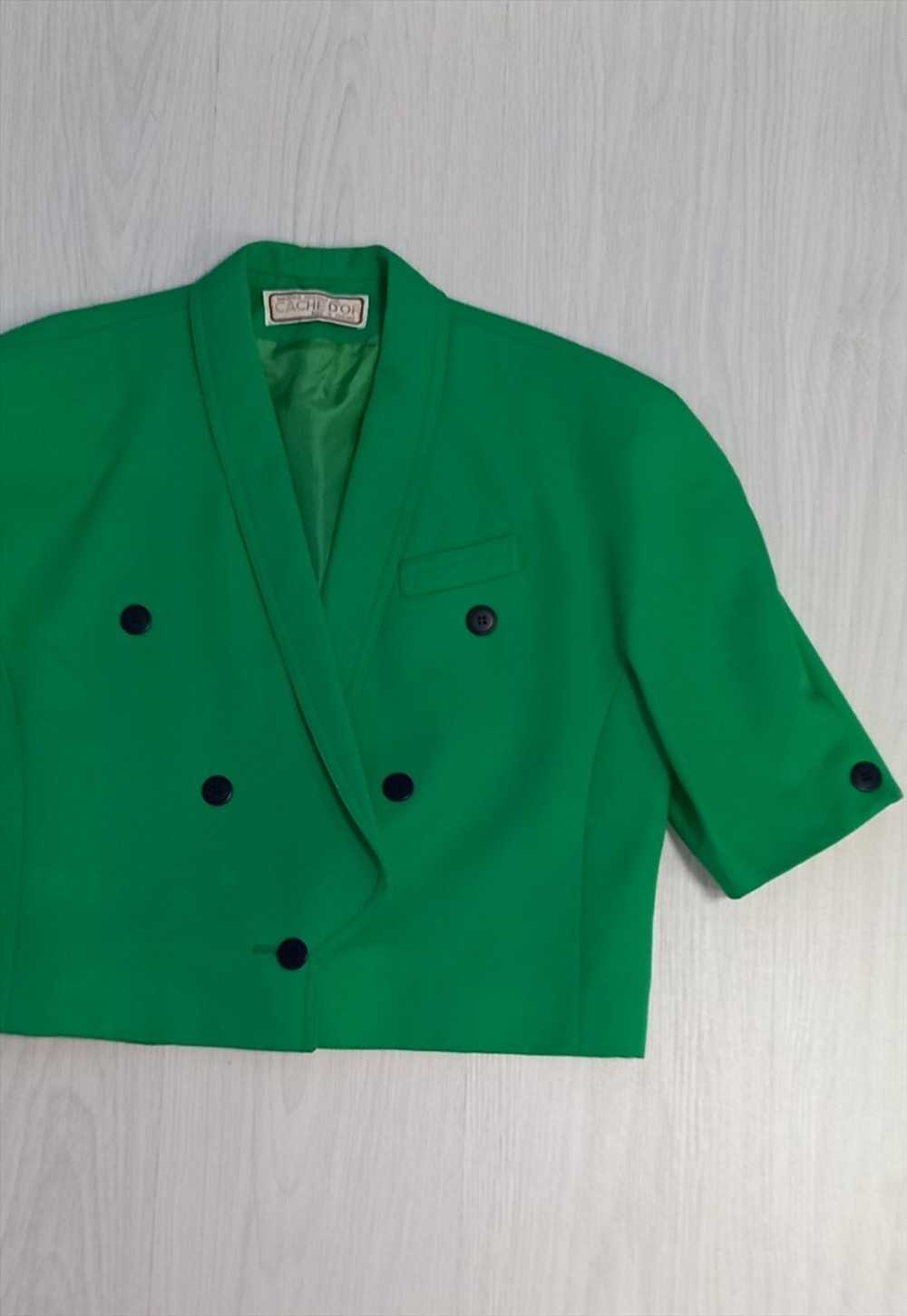 Vintage 90s Cache D'or Co-Ord Green Jacket Skirt … - image 3