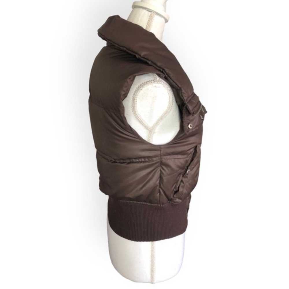Express Chocolate Brown Sleeveless Puffer Feather… - image 3