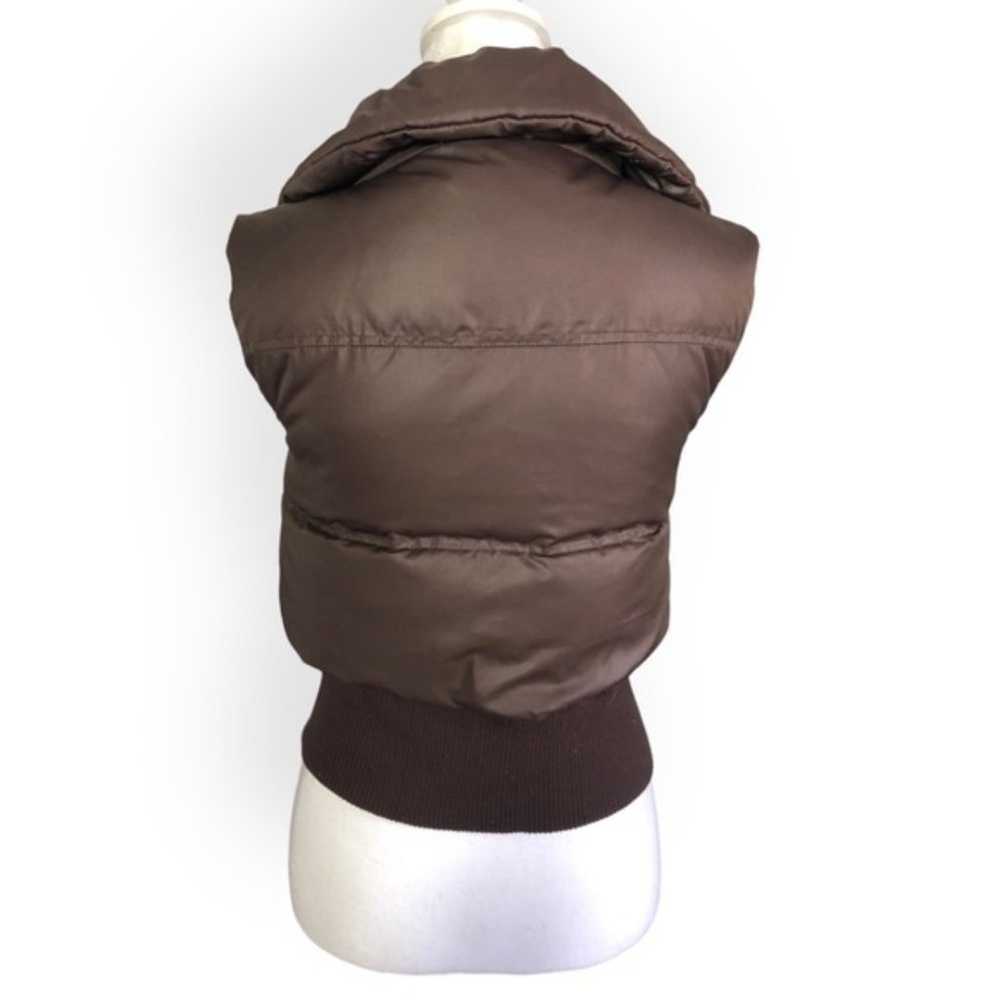 Express Chocolate Brown Sleeveless Puffer Feather… - image 4