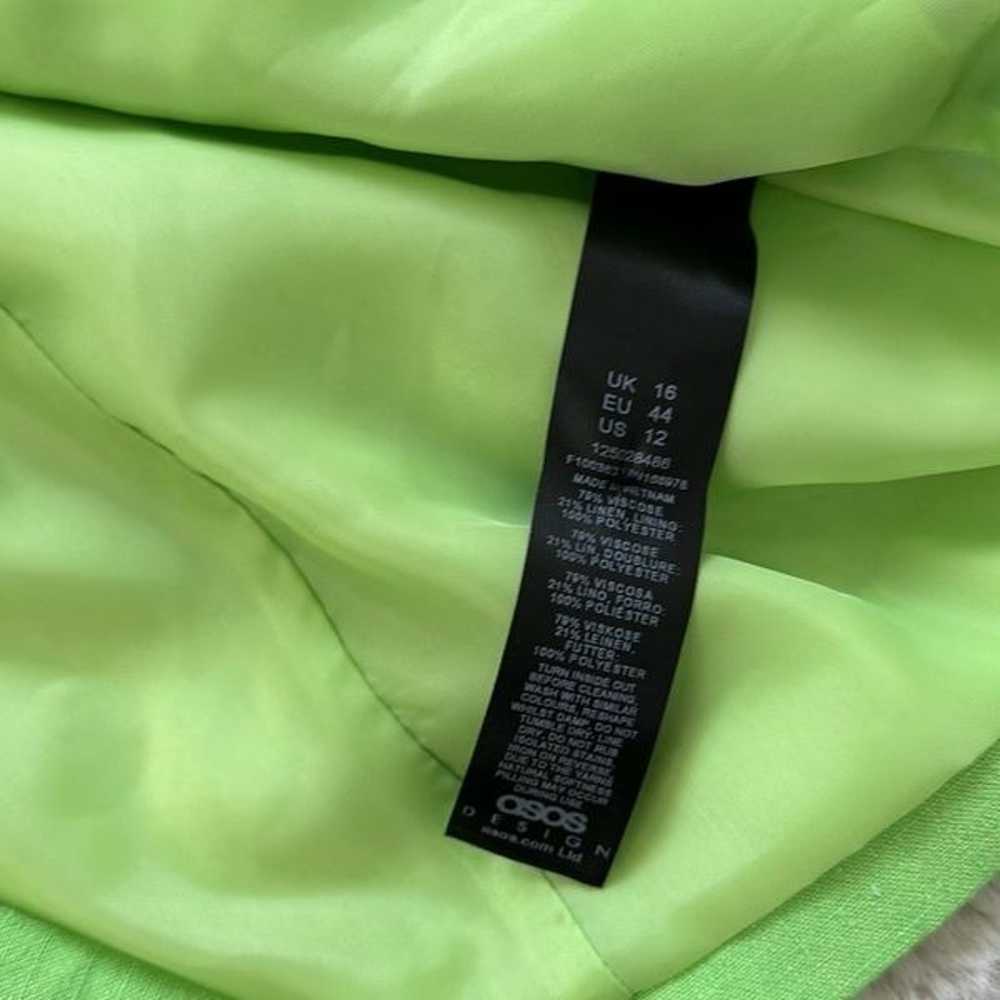 ASOS DESIGN Slim Fit Suit Blazer with Linen Green… - image 10