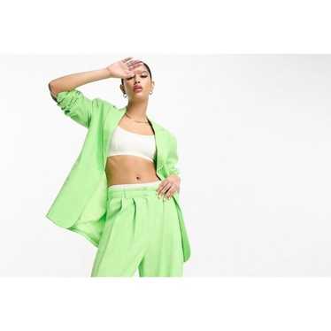 ASOS DESIGN Slim Fit Suit Blazer with Linen Green… - image 1